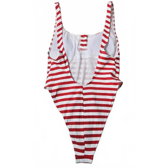 Roxy Women's Red & White Striped One-Piece Swimsuit Size Large NWT - Picture 4 of 9